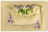 #06-front-pocket-full: Souvenir silk postcard, November 1915, shown with the card and handkerchief enclosed in the silk pocket.