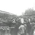 128th Battalion leaving the Moose Jaw railway station, June 5, 1916