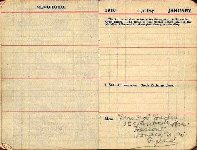 January 1916 Wilson diary, page 68/69.