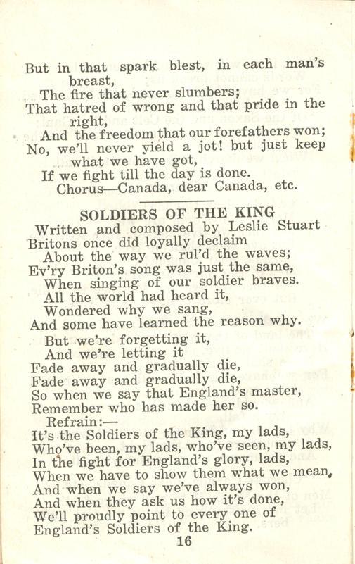 Winnipeg Rifles Songbook, nd, page 16