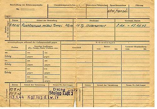 Prisoner of war identity card (back)