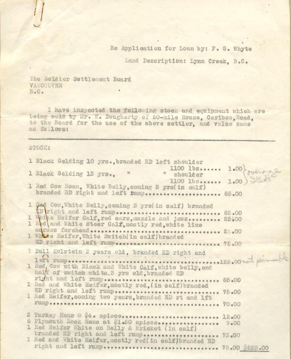 #1 Soldiers Settlement Board 
Appraisal
April 16, 1920