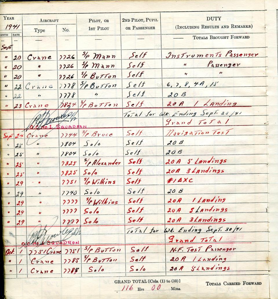 Francis Scandiffio, Pilot Logbook, p.16