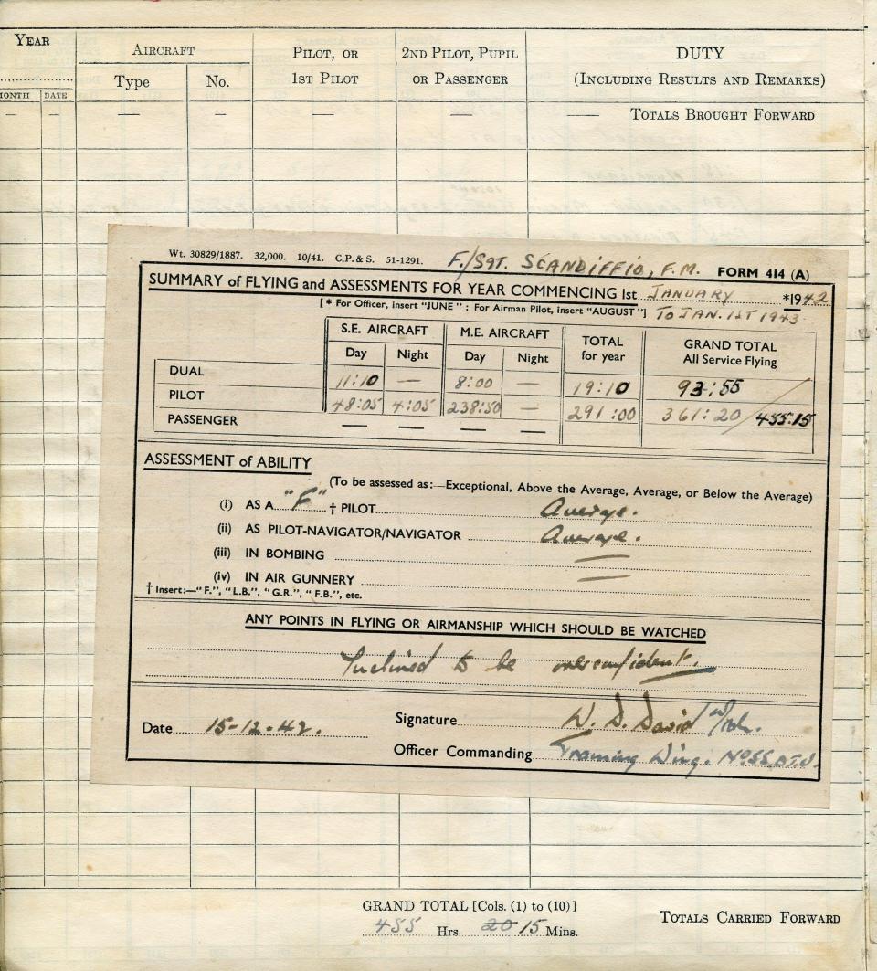 Francis Scandiffio, Pilot Logbook, p.45