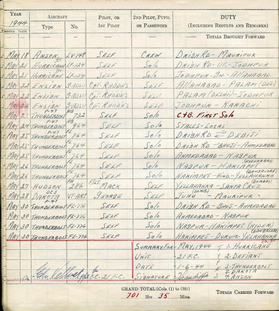 Francis Scandiffio, Pilot Logbook, p.73