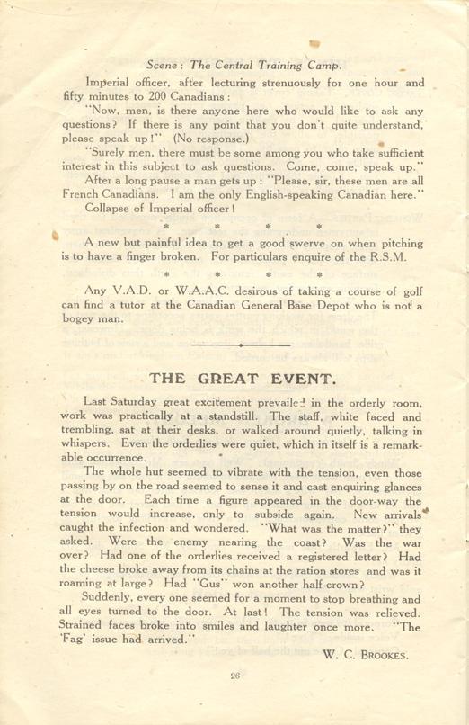 Canadian General Base
Depot Magazine
September 1918
Page 26