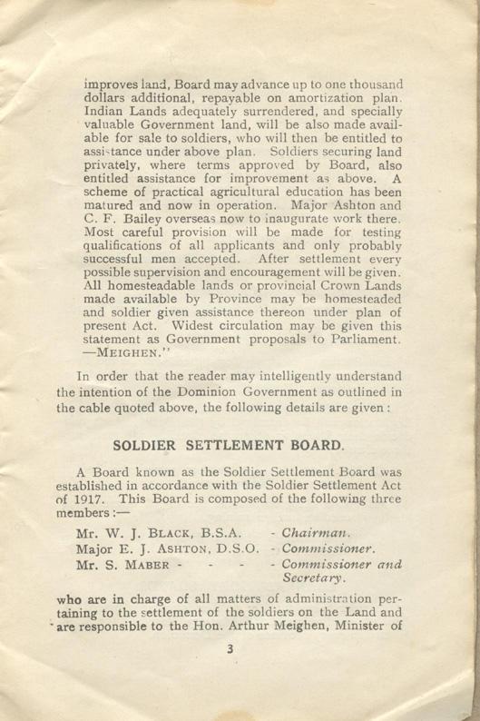 Handbook #2
The Soldier Settlement
Board of Canada
1919
Page 3