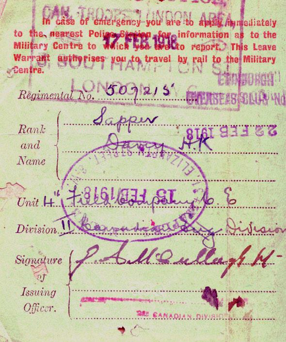 February 1918, Railway Pass, back